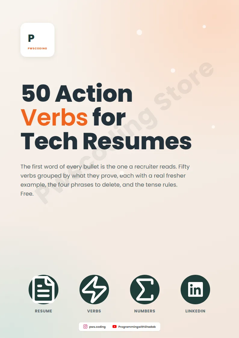 Page from 50 Action Verbs For Tech Resumes