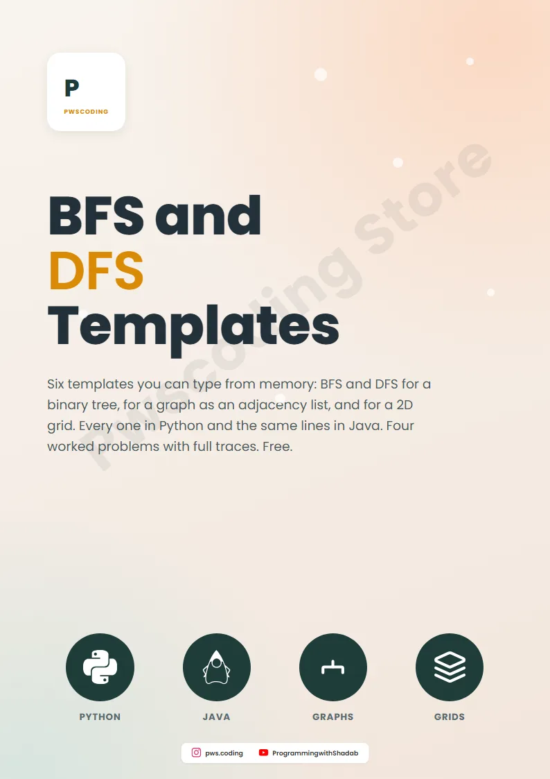 Page from BFS and DFS Templates: Six Templates, Java and Python