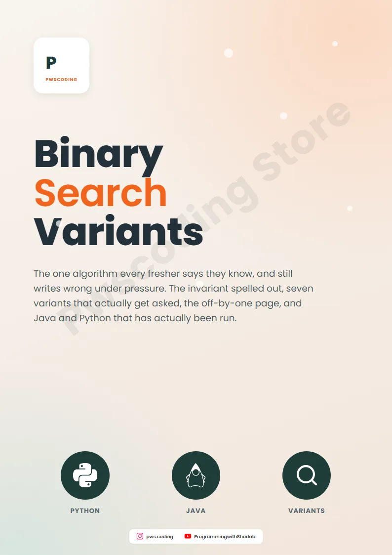 Page from Binary Search Variants: 7 Templates, Java + Python