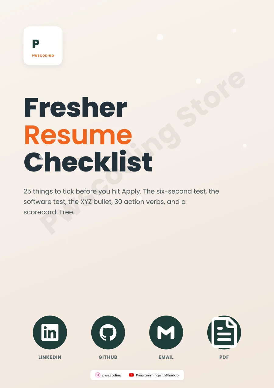 Page from Fresher Resume Checklist — 25 points before you hit Apply