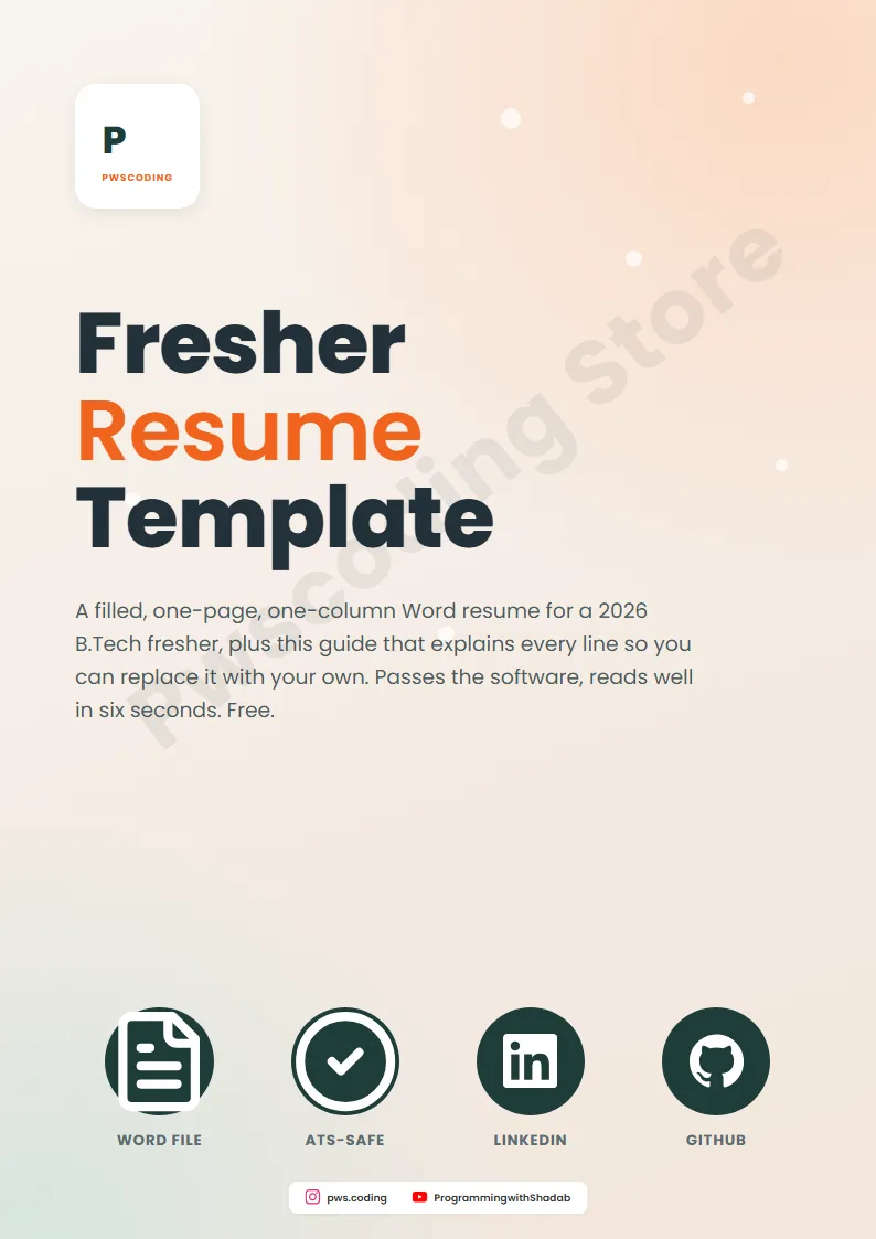 Page from Fresher Resume Template (Word file + guide)