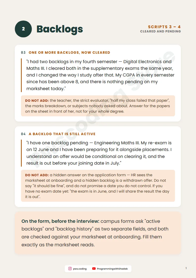 Gap Year and Backlogs: 8 Interview Scripts, Inside page 3