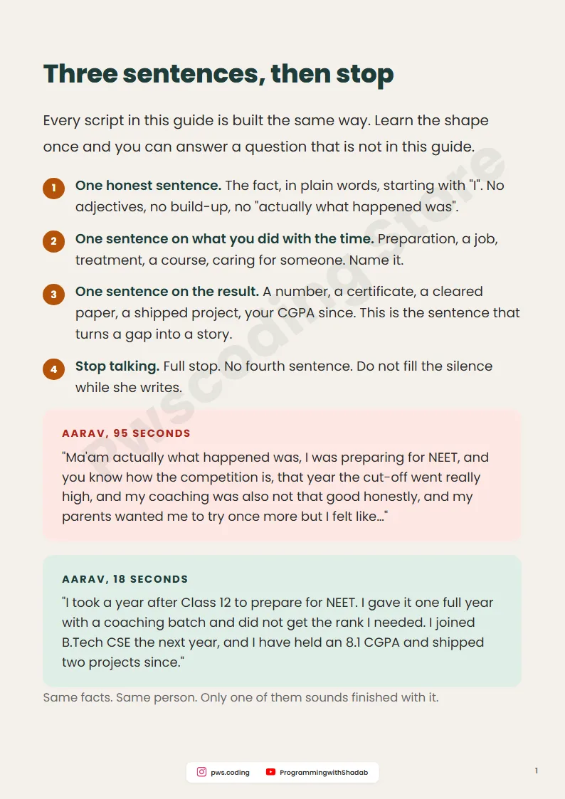 Page from Gap Year and Backlogs: 8 Interview Scripts