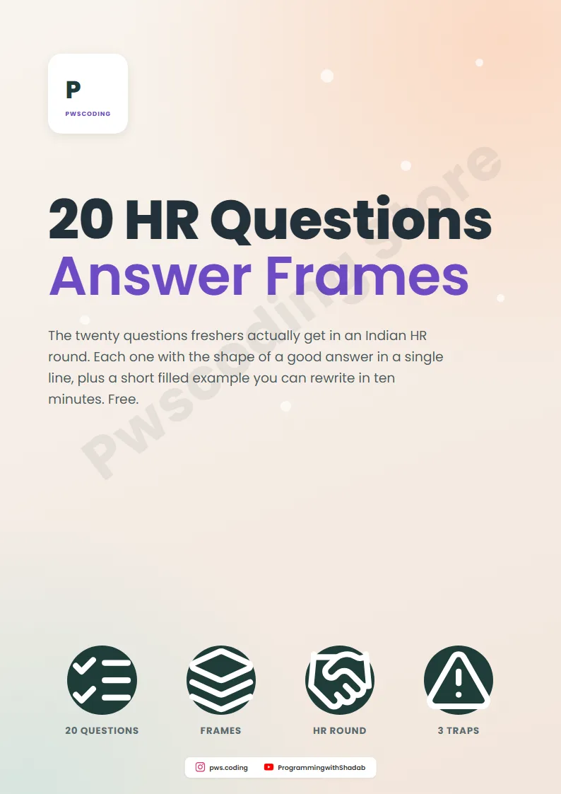 Page from 20 HR Questions + Answer Frames For Freshers