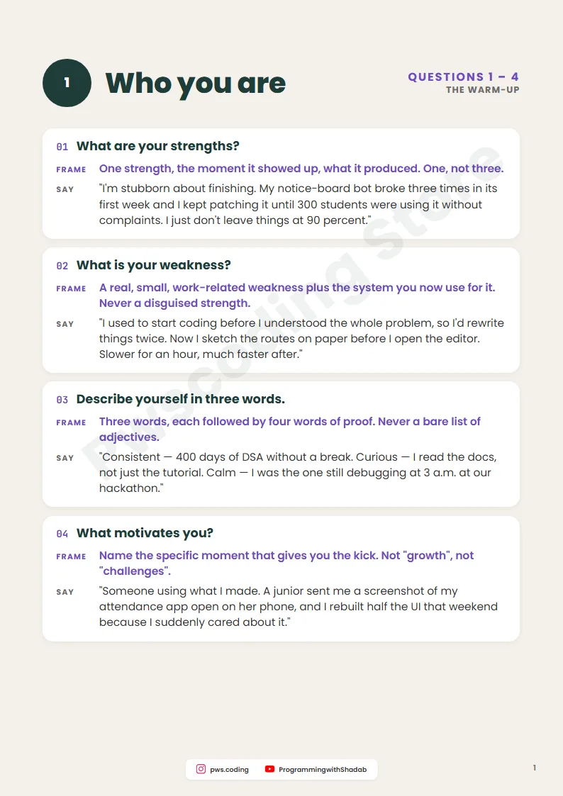 20 HR Questions + Answer Frames For Freshers, Inside page 3