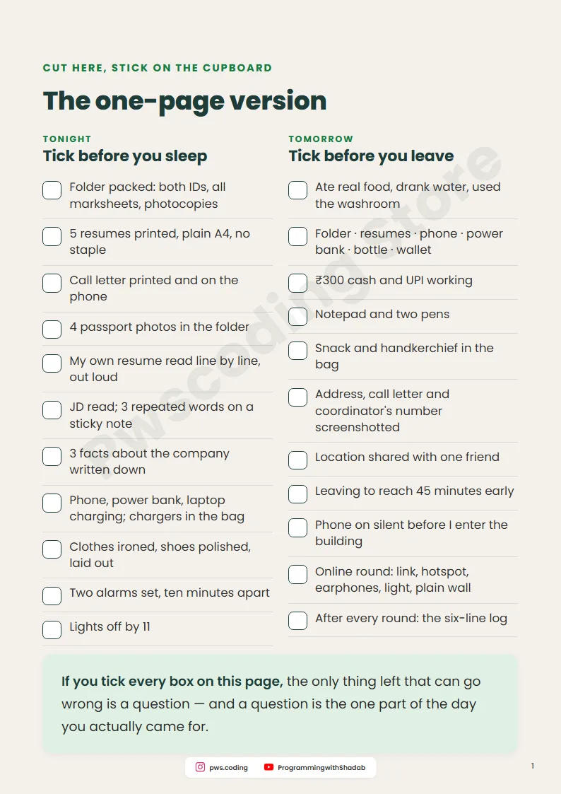 Interview Day Checklist: Night Before To Walk-Out, Inside page 3