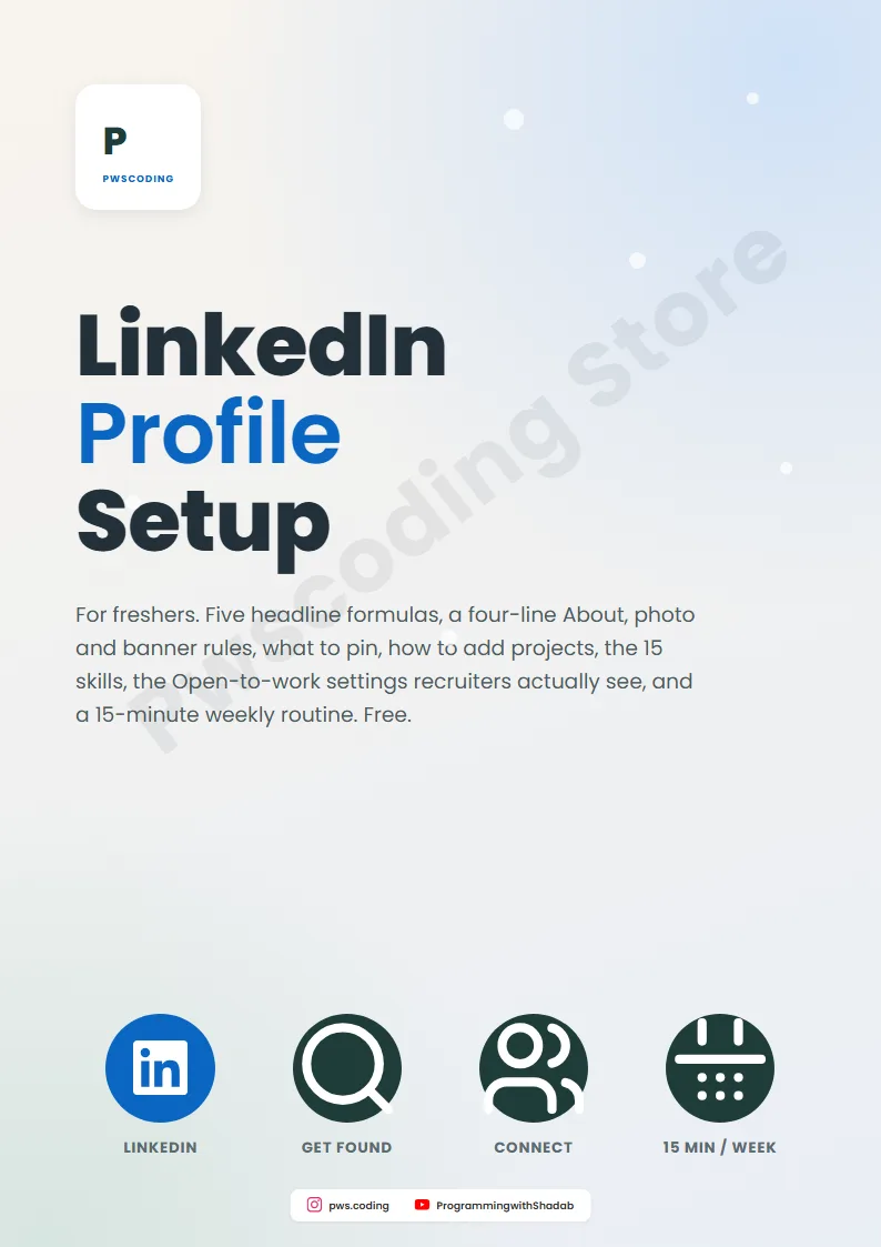 Page from LinkedIn Profile Setup For Freshers