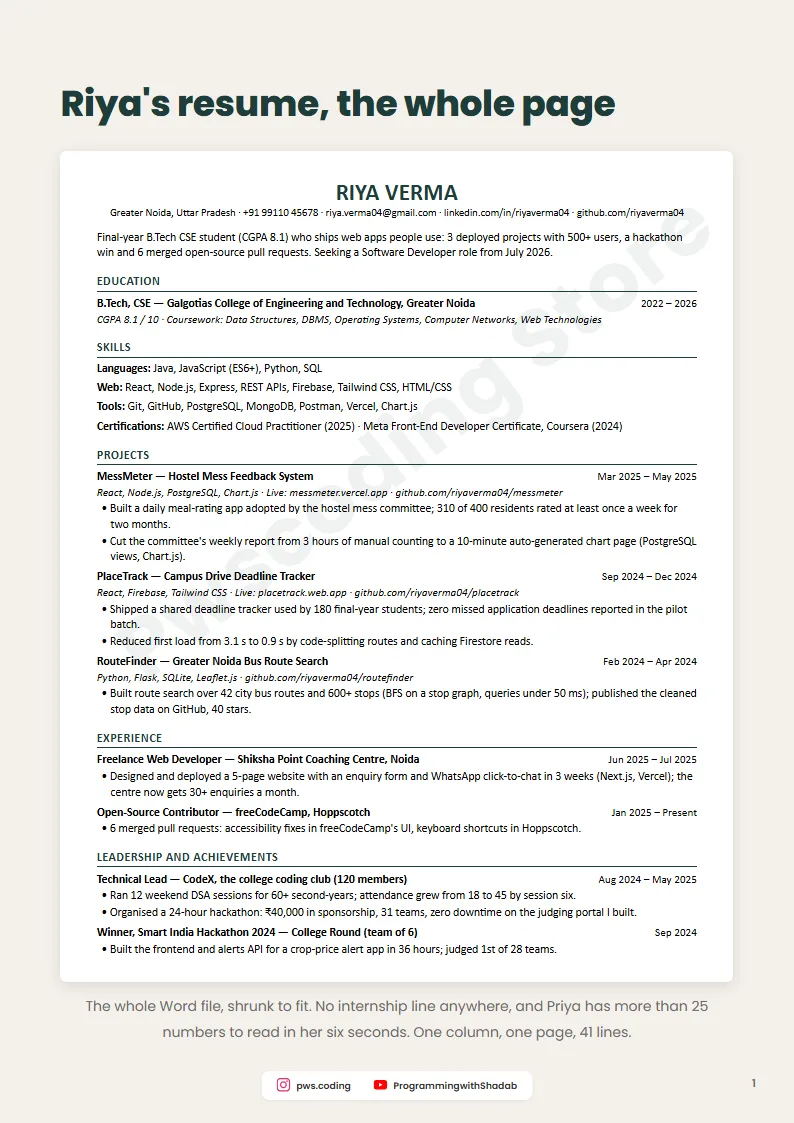 No Internship? Resume (Word file + guide), Inside page 3