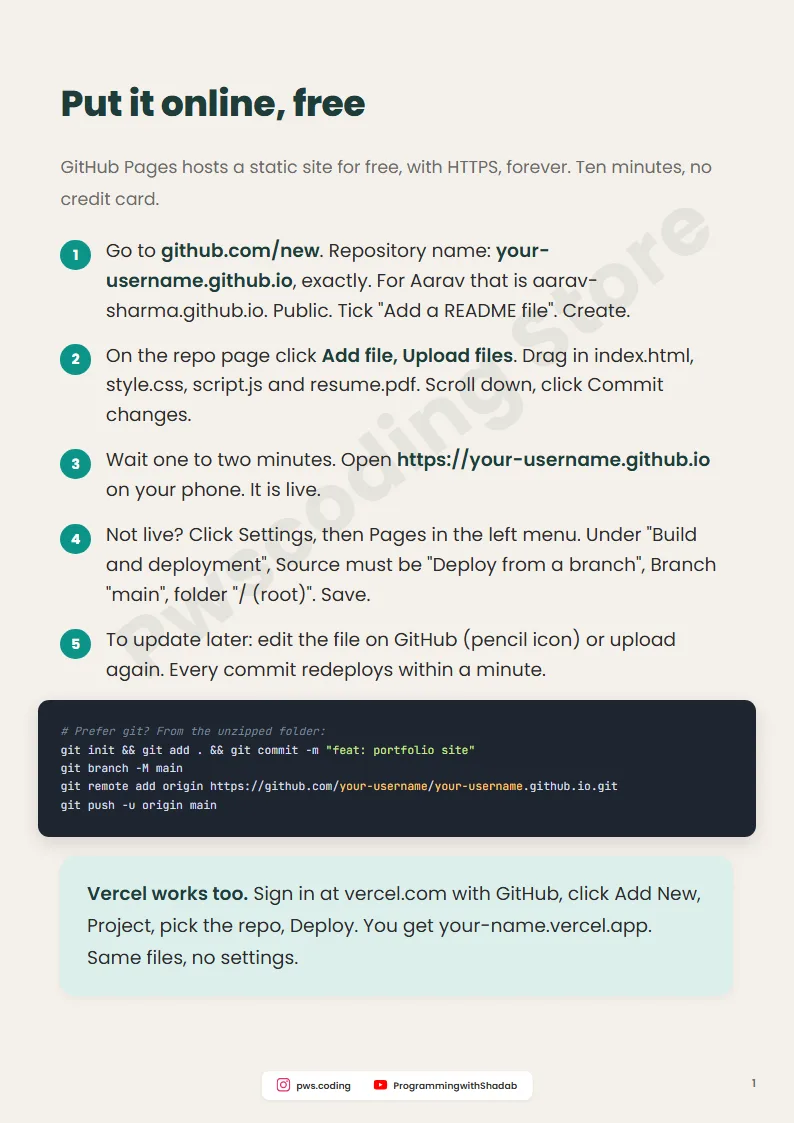 Portfolio Site Template: 3 Files, Live in 10 Minutes, Inside page 3