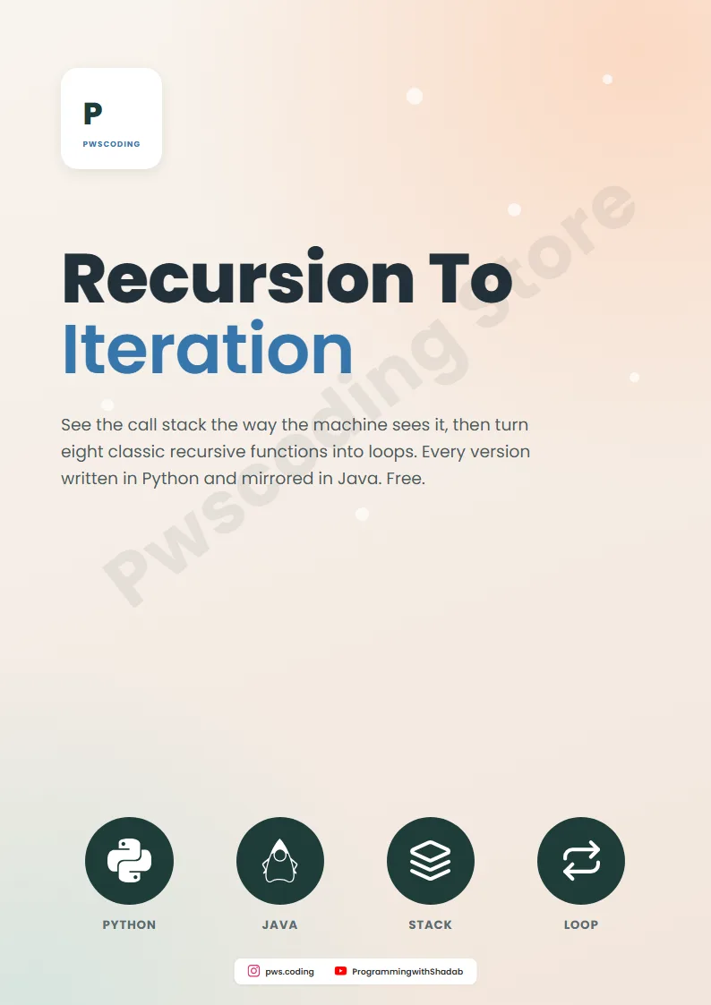 Page from Recursion to Iteration: 8 Conversions, Python + Java