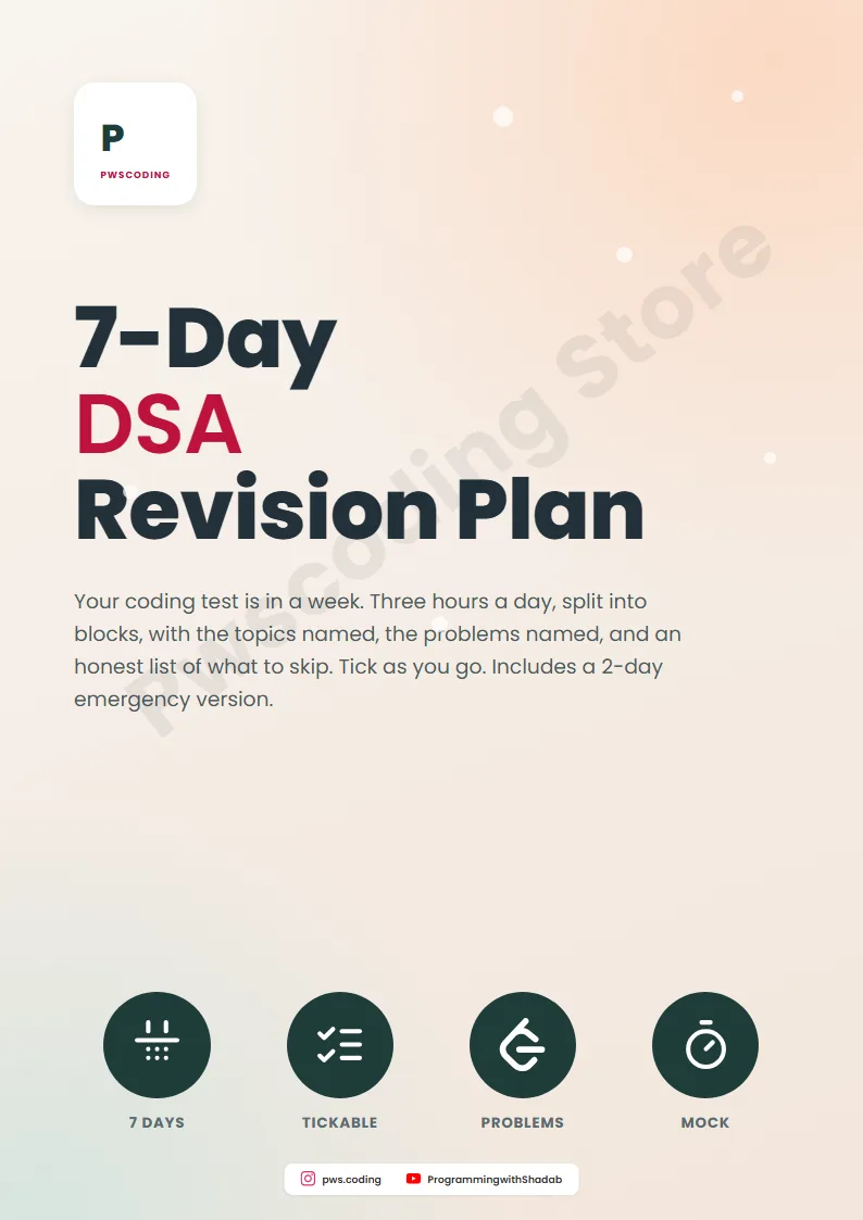Page from 7-Day DSA Revision Plan