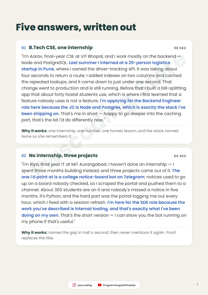 Tell Me About Yourself: Builder + 5 Full Answers, Inside page 3
