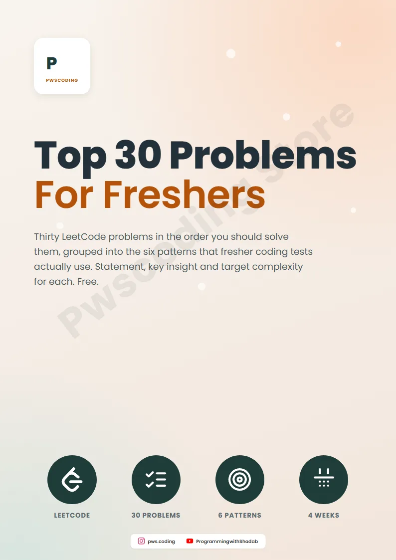 Page from Top 30 LeetCode Problems for Freshers, In Order