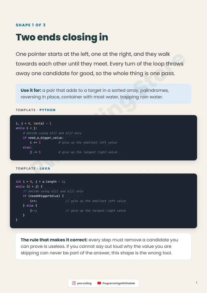 Two Pointers Pattern: 5 Problems, Python And Java, Inside page 3