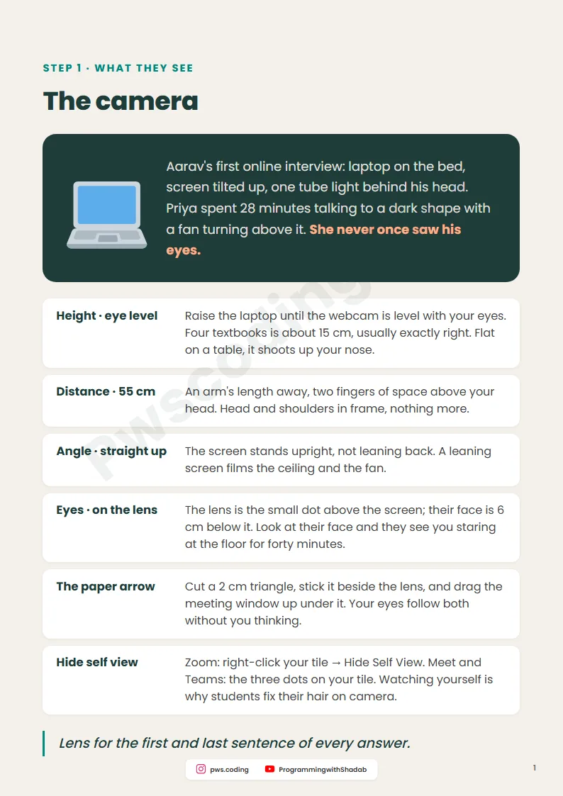 Page from Virtual Interview Setup: Camera, Audio, Background